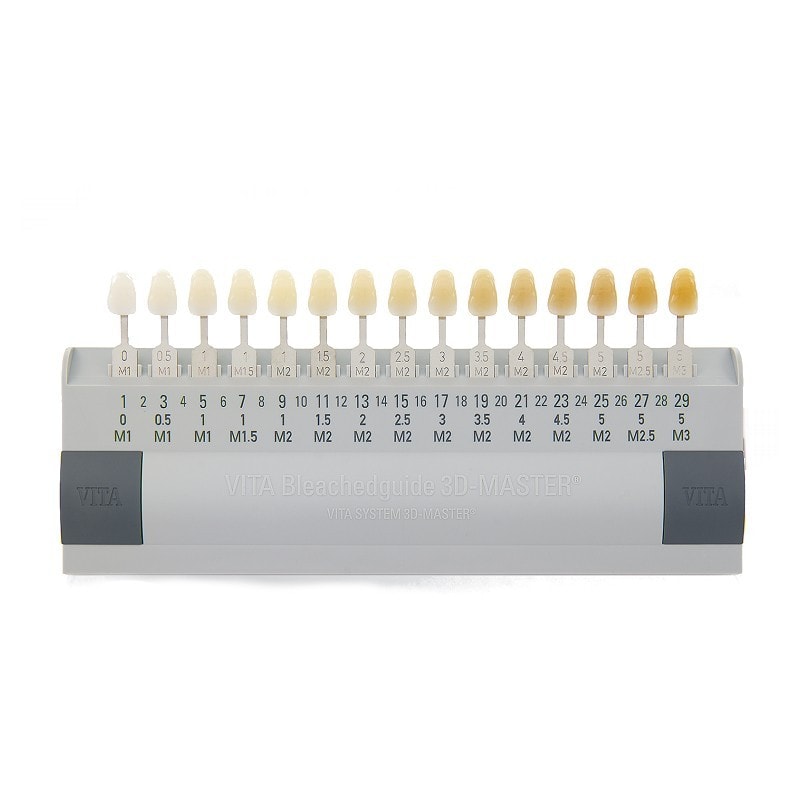 Blanqueador dental personalizado VITA Bleachedguide 3D-MASTER para odontología, muestra de tonos para diagnósticos precisos.