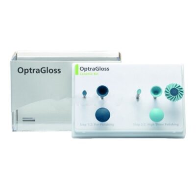 OptraGloss cerámico kit para odontólogos, pulido y brillo dental personalizado, incluye herramientas para pre-polishing y high shine polishing, ideal para tratamientos de odontología estética.