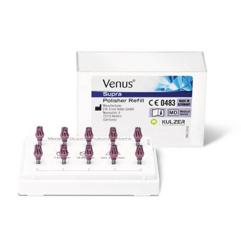 Polisher refill Venus Supra para odontología, componentes para prótesis y restauraciones dentales personalizadas.