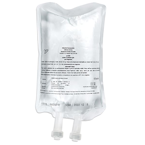 Suero Fisiológico Cloruro de Sodio 0,9% Uso Dental 15 Bolsas de 500ml Euronda Alle