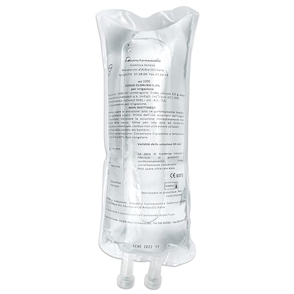 Suero Fisiológico Cloruro de Sodio 0,9% Uso Dental 10 bolsas 1000ml Euronda Alle