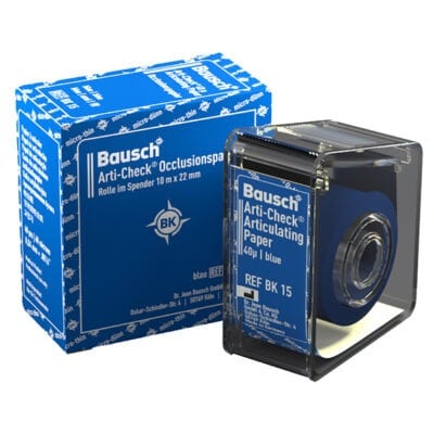 Papeles de Oclusión en Ultradelgado en Rollo Bausch 22mm. AZUL 40h 10m.