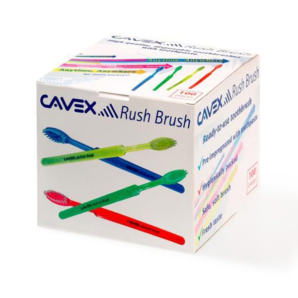 Cepillos de Dientes Rush Brush con Pasta Impregnada 100 uds. Cavex