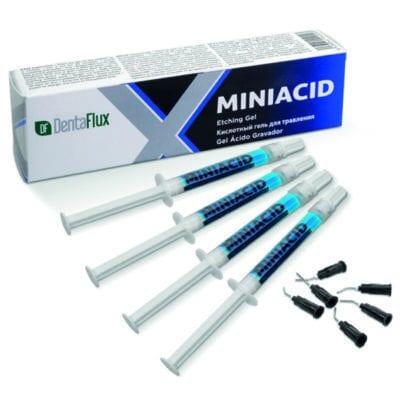 Gel Ácido Grabador Azul 37% Miniacid Kit 4 Jeringas 1,2ml Dentaflux.