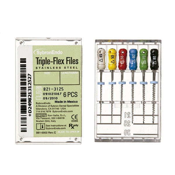 Limas Triple-Flex 21 mm Acero Inox Endodoncia Caja 6u Kerr