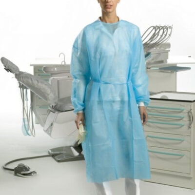 Bata Desechable NO Estéril Hidrófugas con Puño Talla Unica Largo 110cm Azul 50u Omnia