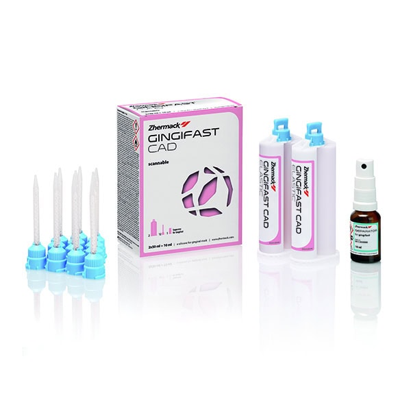 Gingifast CAD Silicona Adición Escaneable Rígida o Elástica 2 cartuchos 50ml Zhermack ELASTICA