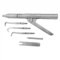 Bomba de vacío odontológica con accesorios de mano y herramienta de succión para procedimientos dentales.