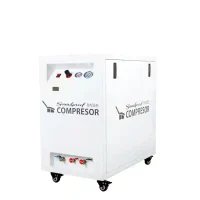 Compresor odontológico personalizado Soundproof Bader para clínicas dentales, con control de presión, silencioso y portátil, ideal para uso profesional en odontología.