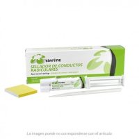 Sellador de conductos radiculares de alta calidad para tratamientos odontológicos, con aplicador y material especializado para protección y restauración dental.