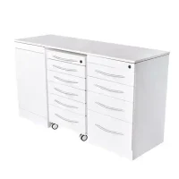 Carro de odontología personalizado para clínica dental, design moderno y funcional, ideal para organización de material odontológico.