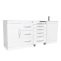 Puerta y cajonera blanca para productos odontológicos personalizados de EXAmedic.