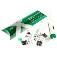 Ácido grabador odontológico personalizado para tratamientos dentales, incluye jeringa y accesorios para una aplicación precisa y segura.