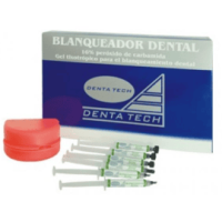 Blanqueador dental con gel de carbamida y cotonetes para blanqueamiento profesional, ideal para tratamientos odontológicos personalizados y seguros.