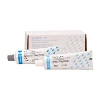 Cemento odontológico EXAFLEX para restauraciones dentales, en tubo de 100 g, ideal para impresiones y prótesis.