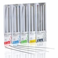 Tiras metálicas personalizadas para odontología, diferentes colores y tamaños, utilizadas para procedimientos dentales y ajustes ortodóncicos.