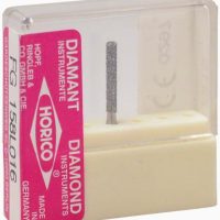 DIAMANT INSTRUMENTE ODONTOLOGÍA, Herramienta dental para uso odontológico profesional, en caja transparente con etiqueta rosa y marca HORICO, ideal para pulir y trabajar en procedimientos dentales.
