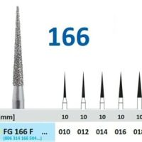 Fibra de diamante FG 166 F para odontología, herramientas personalizadas para trabajos precisos en la clínica dental.