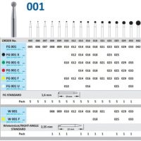 FG 001 - Brocas odontológicas personalizadas para procedimientos dentales, disponibles en varias variantes con diferentes colores para precisión y fiabilidad en tratamientos odontológicos.