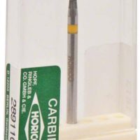 Carbide de bur odontológico para fresado dental, en caja de transporte transparente, herramienta esencial para odontología, ideal para fresados precisos, fabricación de prótesis y restauraciones dentales.