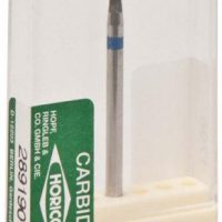 Huso de acero para fresas odontológicas, de alta precisión, en caja protectora para uso dental profesional.