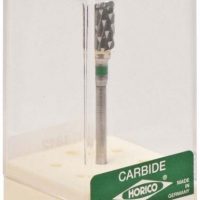 Fresado dental de carburo de tungsteno para odontología, en caja transparente con etiqueta de marca Horico.