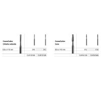 Cuchillas CrownCutter para odontología, cilindra redondo y cono, personalizadas, herramientas de precisión para fabricar restauraciones dentales.
