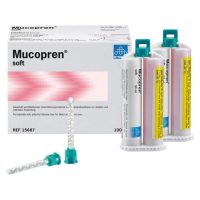 Cartucho de silicona Mucopren soft para prótesis dentales, productos odontológicos personalizados, sujeción y reparación. ExaMedic ofrece soluciones especiales para dentistas y clínicas dentales.