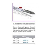 Alambre preformado Kobayashi para soporte de tracción en aparatología dental y ortodoncia.