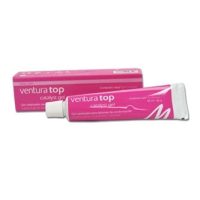 Gel odontológico Ventura Top en tubo rosa para tratamiento dental rápido y efectivo.