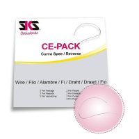 Alto texto: Cinta de alambre para ortodoncia personalizada, curva Spee y reversa, ideal para ajustes precisos en tratamientos odontológicos, disponible en packs para clínicas y profesionales.