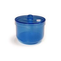 TAPÓN DE ULTRASONIDOS PARA LIMPIEZA DENTAL, CON RECIPIENTE AZUL TRANSPARENTE, IDEAL PARA INSTRUMENTAL ODONTOLÓGICO, FUNCIONA CON ULTRASONIDOS PARA DESINFECCIÓN.