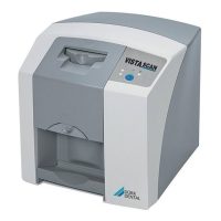 Vista de un escáner dental VISTA SCAN de EXAmedic, utilizado para creación de modelos digitales personalizados en odontología, con diseño compacto y tecnología avanzada.