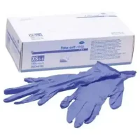 Guantes de nitrilo Peha-soft en caja, ideales para uso odontológico, ofreciendo protección y precisión en procedimientos dentales.