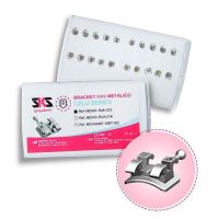Brackets metálicos y personalizables para ortodoncia, accesorios dentales de alta precisión, ideal para laboratorios y clínicas odontológicas, con opciones de diferentes referencias.