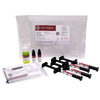 Kit de productos odontológicos Light Bond para restauraciones y adhesivos dentales, incluyendo cements, disolventes y accesorios personalizados para la odontología.