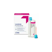 Luxatemp Fluorescence, material para prótesis dentales personalizadas con fluorescencia, ideal para coronas y puentes temporales, ofrece durabilidad y estética en odontología.