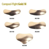 AU050, AU100, AU150, AU200, AU300, diferentes prótesis odontológicas personalizadas de Compri-Tight Gold para optimizar tratamientos dentales, con alta calidad y precisión en cada molde.
