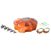 Alto contenido de polímero transparente con compartimentos para almacenamiento y ordenación de productos odontológicos personalizados. Incluye ganchos, cierres y colores variados para mayor personalización.