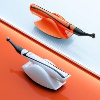 X-ray dental scanner devices in orange and white color for customized dental products, digital dentistry technology, and oral health care solutions.