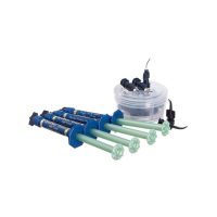 Anestésicos dentales personalizados para procedimientos odontológicos con jeringas y accesorios de precisión.