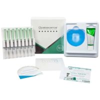 Gel odontológico blanqueador Opalescence en kit con tubos y accesorios para blanqueamiento dental, profesional y personalizado.