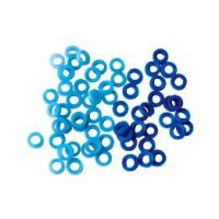 Coloridos anillos de goma para productos odontológicos personalizados, utilizados en técnicas de sellado y aislamiento en procedimientos dentales.