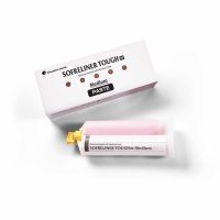 Silincone para férulas dentales personalizadas Softliner Tough M de alta calidad en envase rosa y caja blanca.