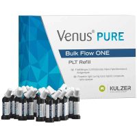 Venus PURE Bulk Flow ONE PLT Refill, material odontológico personalizado y nanohíbrido para restauraciones, de uso en odontología estética y restauradora, fabricado por KULZER, adecuado para profesionales.